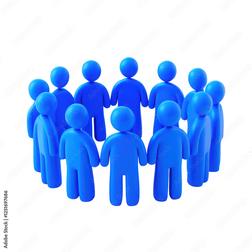 3d Blue figures in a circle, symbolising unity and teamwork PNG 3d Blue figures in a circle, symbolising unity and teamwork PNG