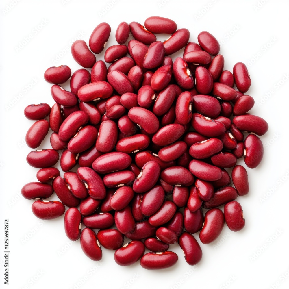 Red kidney beans arranged in a circular formation on a white background for healthy food concepts and recipes Red kidney beans arranged in a circular formation on a white background for healthy food concepts and recipes