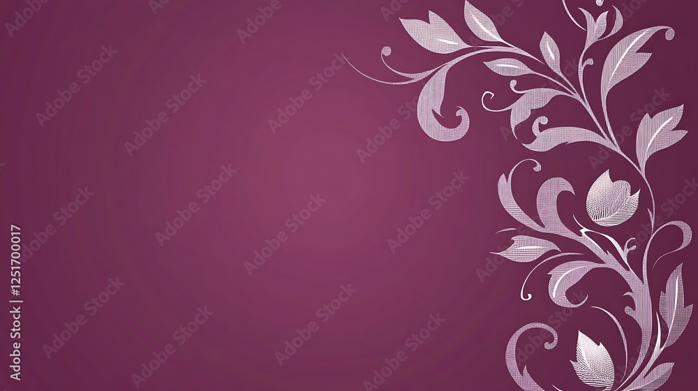 Elegant White Floral Design On Purple Background Elegant White Floral Design On Purple Background