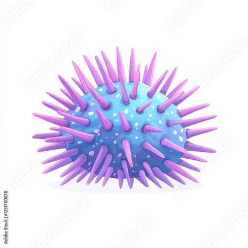 A vibrant, digitally rendered virus model showcasing spikes and a textured surface, perfect for educational materials on microbiology and virology. photo