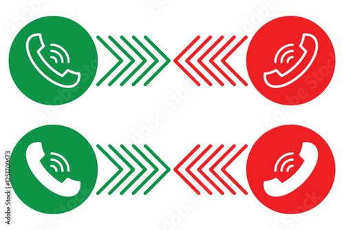 Phone icon. Answer and hang up the phone icon. Flat style vector illustration editable isolated design. call receive and decline icon. Contact us. Telephone, communication. icon in flat style. EPS 10