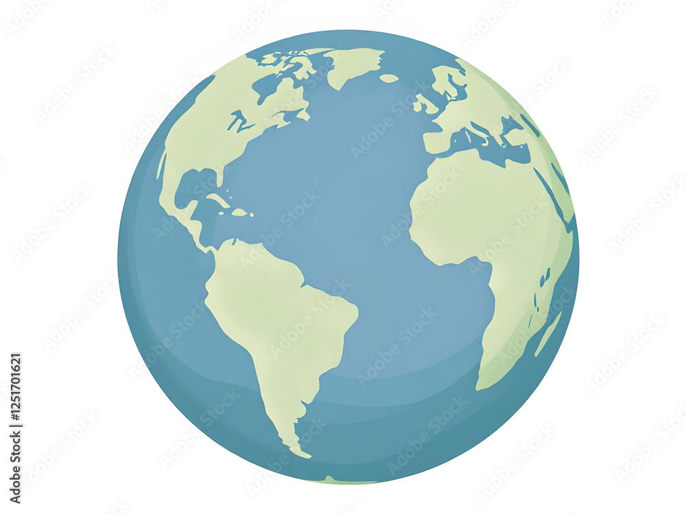Illustration of Earth with continents in green and oceans in blue on a white background. Illustration of Earth with continents in green and oceans in blue on a white background.