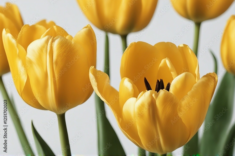 Obraz premium Bright Yellow Tulip Isolated on a White Background | Vibrant Yellow Tulip. Generative AI