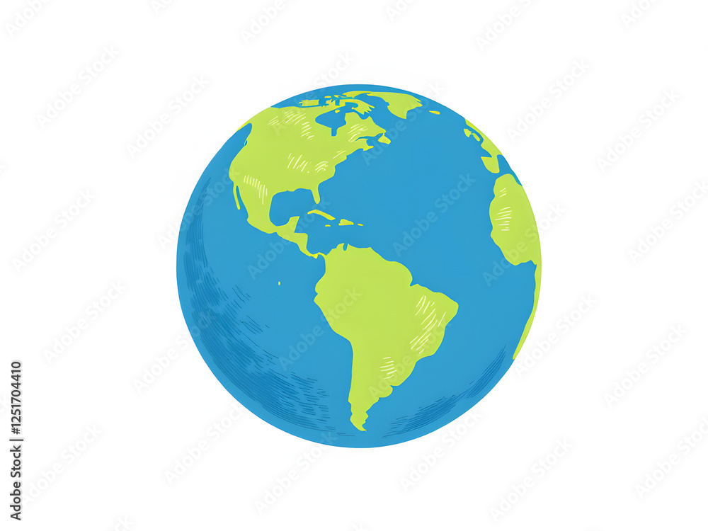 Illustration of Earth with continents in green and oceans in blue on a white background. Illustration of Earth with continents in green and oceans in blue on a white background.