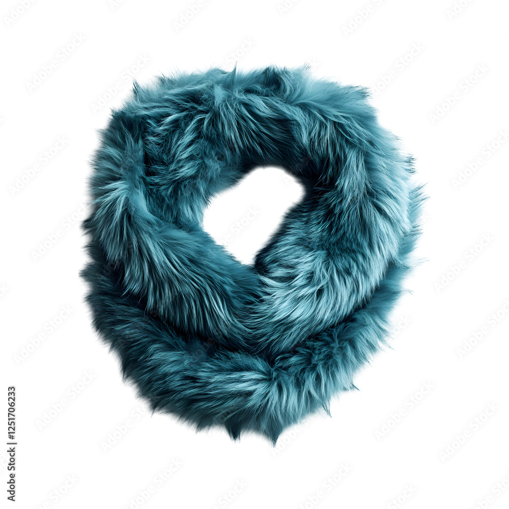 Faux Fur Scarf in Teal Isolated on Transparent Background Faux Fur Scarf in Teal Isolated on Transparent Background