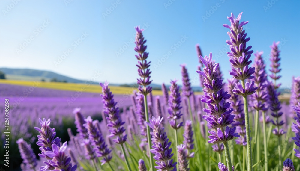 Obraz premium Lavender flowers blooming in a sunny field