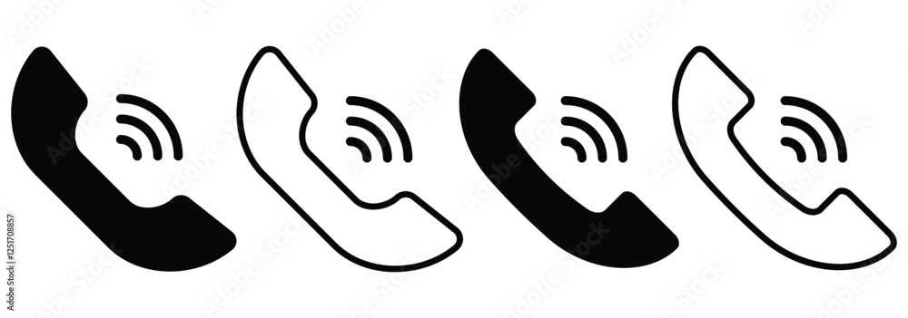 Obraz premium Set of flat vector call icon, phone icon, minimalist phone icon. Round Vector Phone Icon. Telephone icons set. phone sign and symbol. EPS 10
