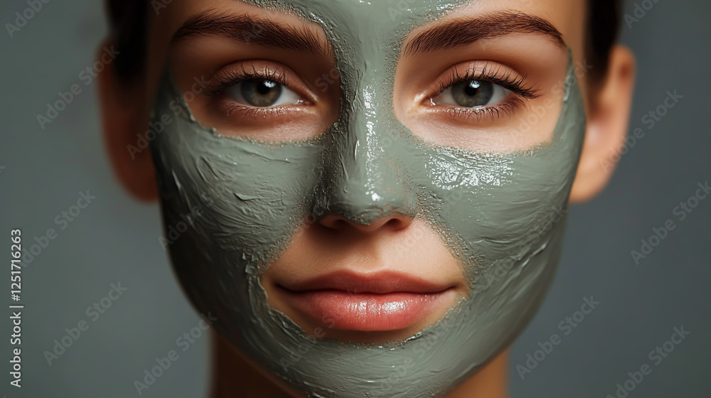 Beautician applying white clay mask to face of beautiful young woman in beauty salon. Spa treatments concept Beautician applying white clay mask to face of beautiful young woman in beauty salon. Spa treatments concept