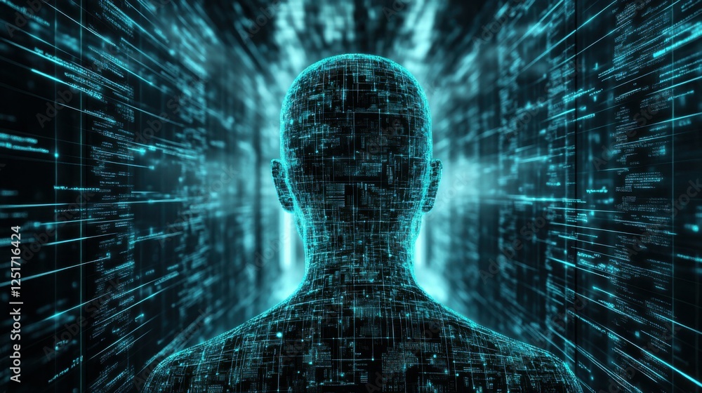 Fototapeta premium Artificial intelligence (AI) is used by businessmen in document management systems, online documentation databases, and digital file storage systems or software, record keeping, database technology