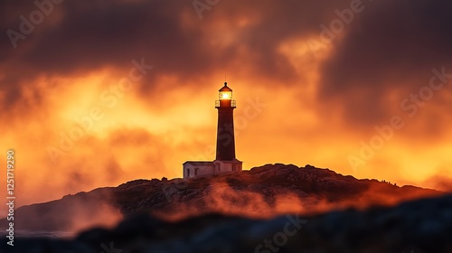 Wallpaper Mural Luminous Lighthouse Stands Tall Against Fiery Sunset Sky Torontodigital.ca