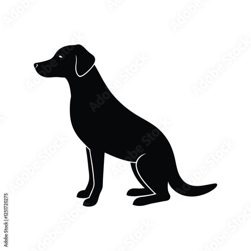  Dog Sitting Silhouette on a white background