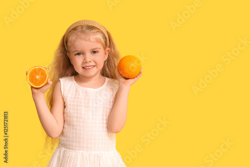 Adorable little girl with o...