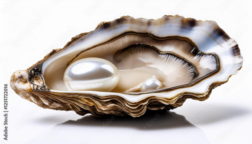 oyster with pearl close up isolated on a white background oyster with pearl close up isolated on a white background