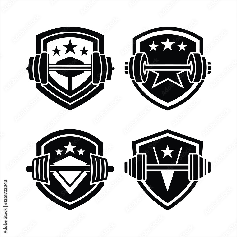 Obraz premium gym logo, silhouette vector, on white background