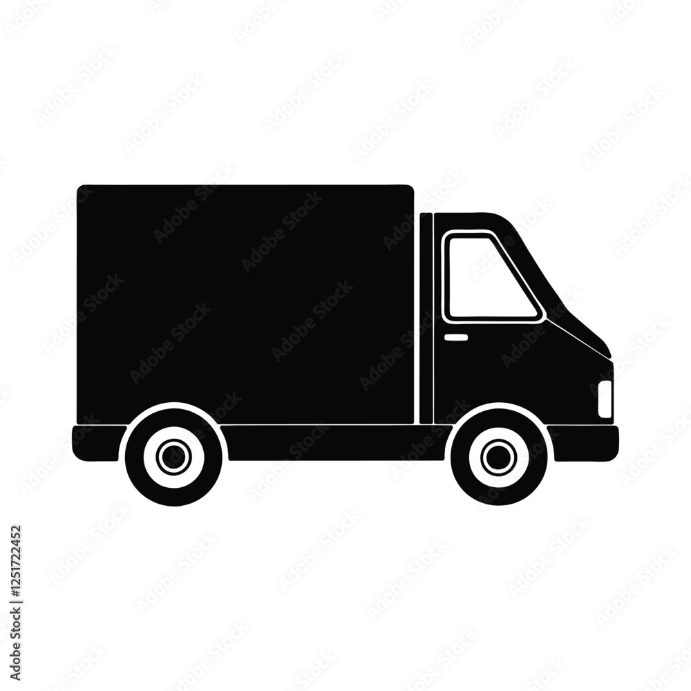 Delivery Truck Vector Silhouette on a white background Delivery Truck Vector Silhouette on a white background