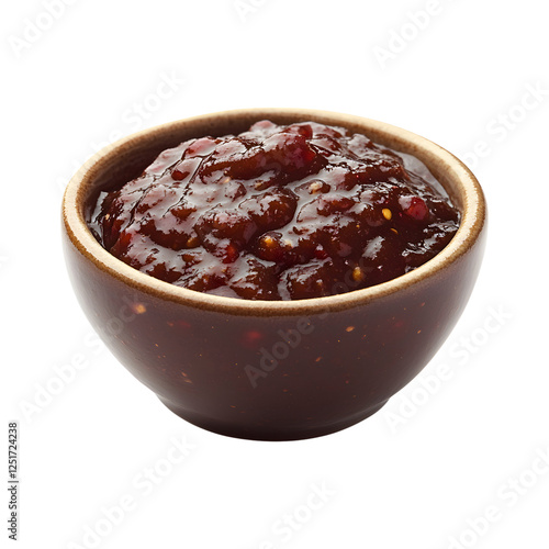 Pomegranate Tamarind Chutney in a Bowl of Chili Sauce Isolated on Transparent Background