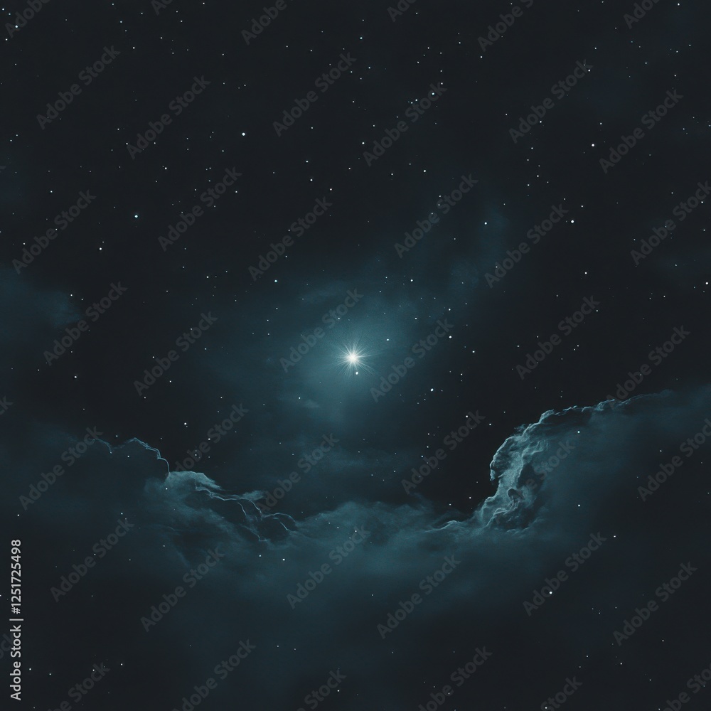 Fototapeta premium Celestial Star Above the Clouds