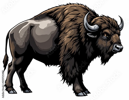 Powerful Bison Illustration Majestic Wild Animal Artwork
