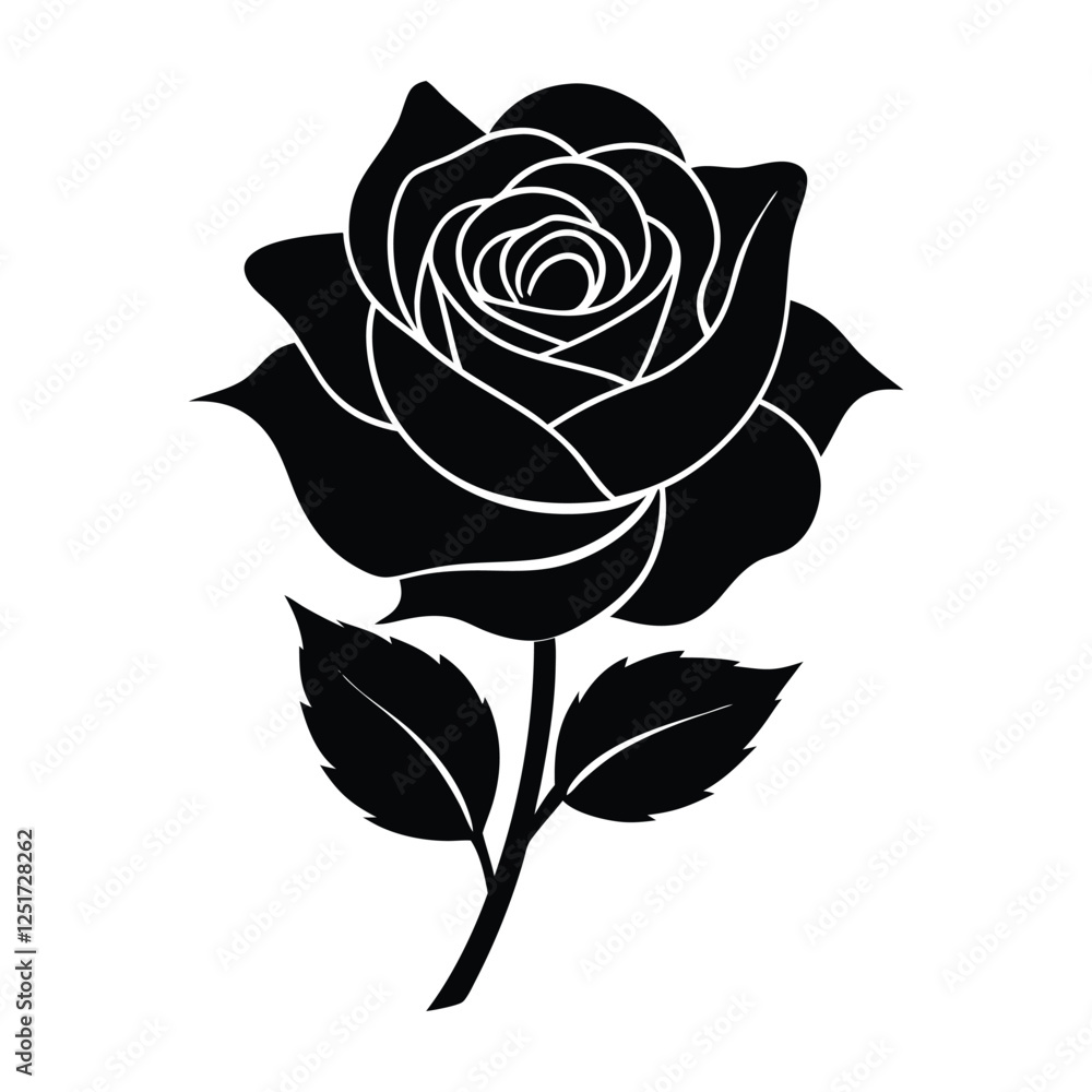 Elegant black rose design showcasing intricate details and artistic beauty in floral illustration Elegant black rose design showcasing intricate details and artistic beauty in floral illustration