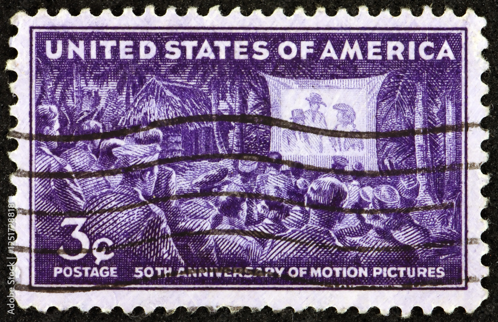 Postage stamp USA 1945 Motion Picture Showing for the Armed Forces in South Pacific