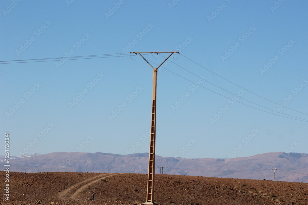 Power Electric Pole with Line Wire Power Electric Pole with Line Wire