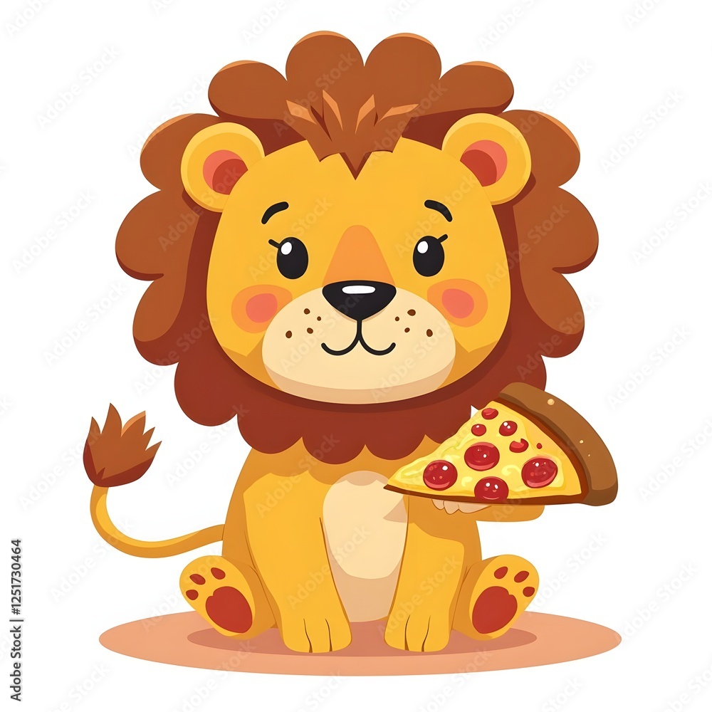 Cute Lion Eating Pizza Cartoon Vector Icon Illustration Animal Food Icon Concept Isolated Premium Cute Lion Eating Pizza Cartoon Vector Icon Illustration Animal Food Icon Concept Isolated Premium