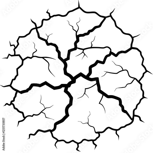 Surface cracks and fissures in ground vector