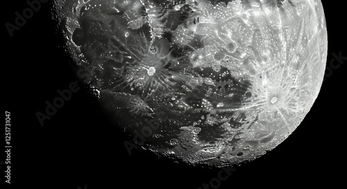 Lunar Beauty: Stunning Close-Up of the Moon's Surface, Craters, and Textures in High Detail - A Celestial Wonder photo