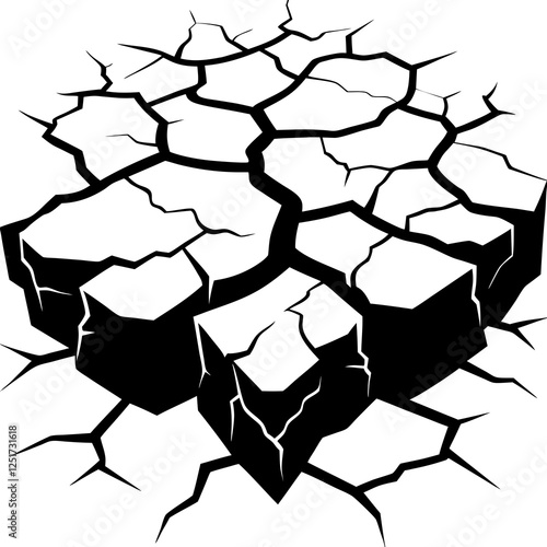 Surface cracks and fissures in ground vector