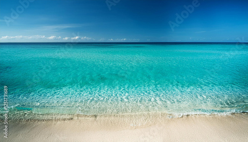 panaromic picture of beach with blue and green toned crystal clear sea and sand as a luxurious summer season excursion historical past or backdrop