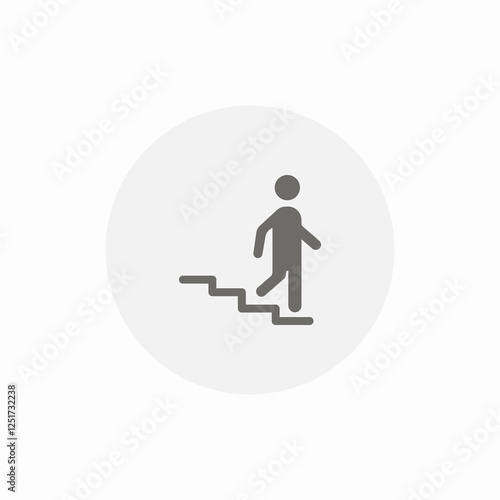 stairs heading down icon sign vector