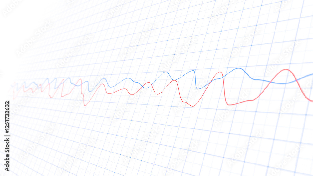 Business red blue wavy lines on grid background illustration. Business red blue wavy lines on grid background illustration.