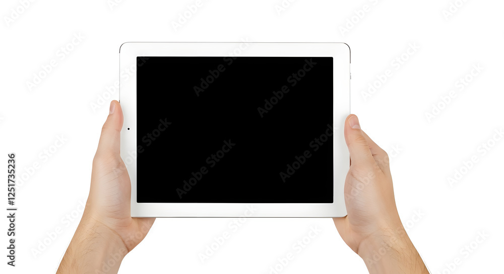 Hand Holding Modern Tablet with Black Screen Hand Holding Modern Tablet with Black Screen