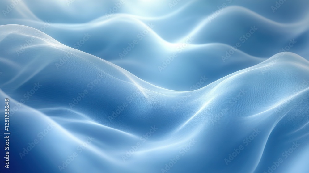 Fototapeta premium Soft, flowing waves of light blue fabric create a serene, tranquil atmosphere.