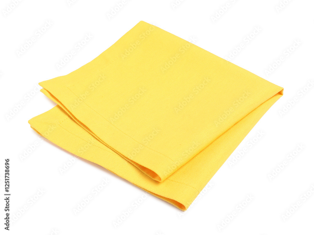 One bright yellow napkin isolated on white One bright yellow napkin isolated on white