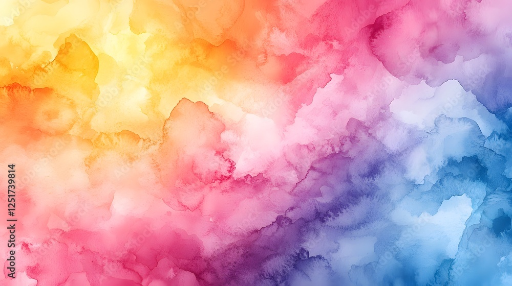 Fototapeta premium Vibrant Watercolor Abstract Background with Colorful Fluid Splashes and Gradient Overlay