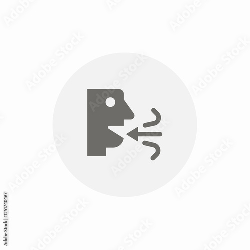 mouth inhale air icon sign vector