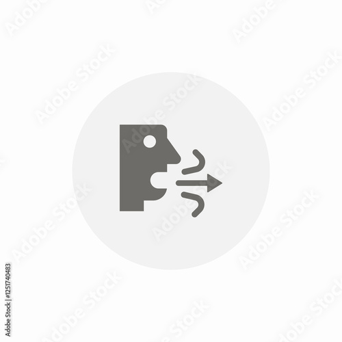 mouth exhale air icon sign vector