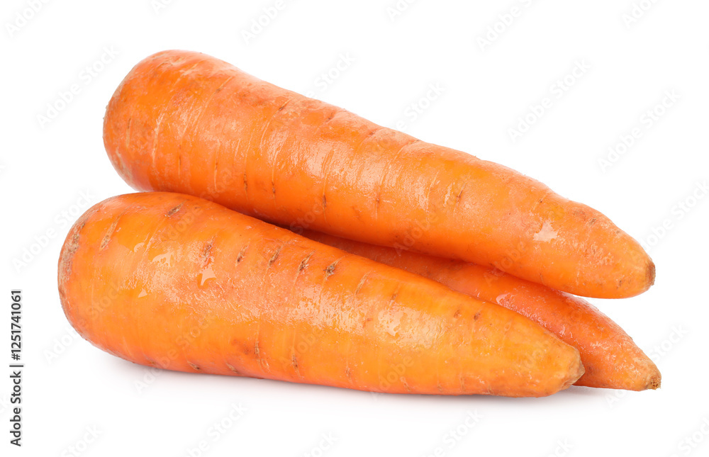 Fresh carrots isolated on white. Root vegetable Fresh carrots isolated on white. Root vegetable