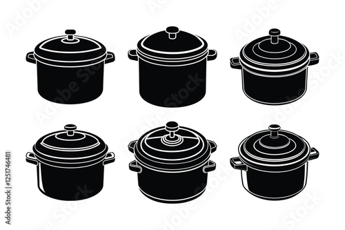Set of pressure cooker silhouette vector illustration
