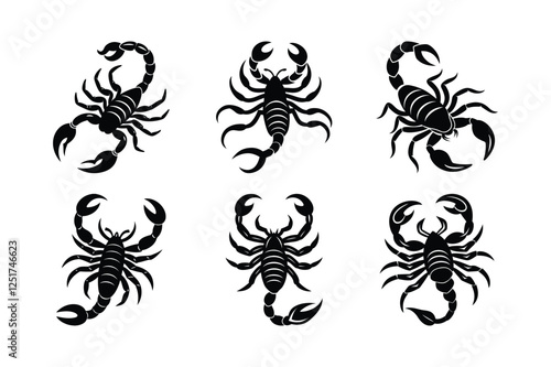 Set of Scorpio silhouette vector illustration