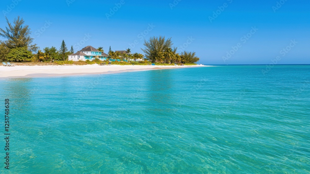 Fototapeta premium Relaxing beach retreat tropical paradise photography coastal landscape aerial view serenity and tranquility