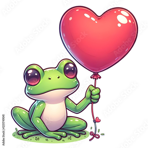Frog Holding Heart Balloon