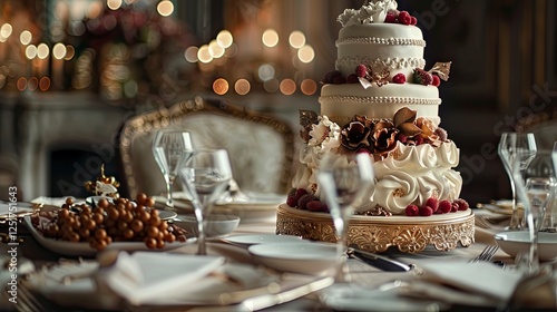 Wallpaper Mural wedding decorative cake on the table, delicious wedding cake Torontodigital.ca