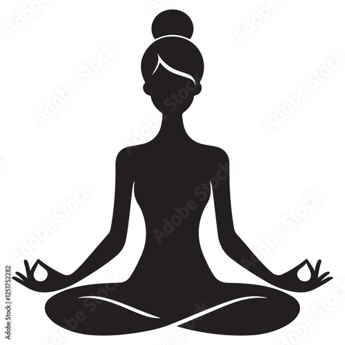 Yoga Meditation Silhouette Vector Peaceful Mindfulness Fitness Art photo