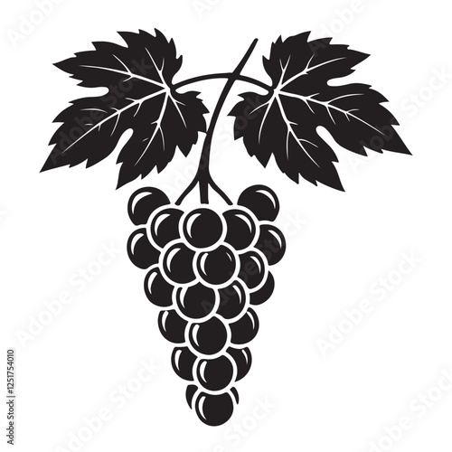 Grape Silhouette Vector Illustration Fresh Fruit Symbol for Wine Industry