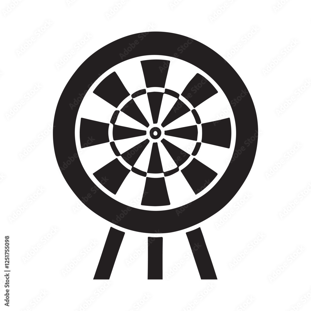 Dartboard Silhouette on Stand Vector Graphic for Games Dartboard Silhouette on Stand Vector Graphic for Games