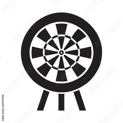 Dartboard Silhouette on Stand Vector Graphic for Games