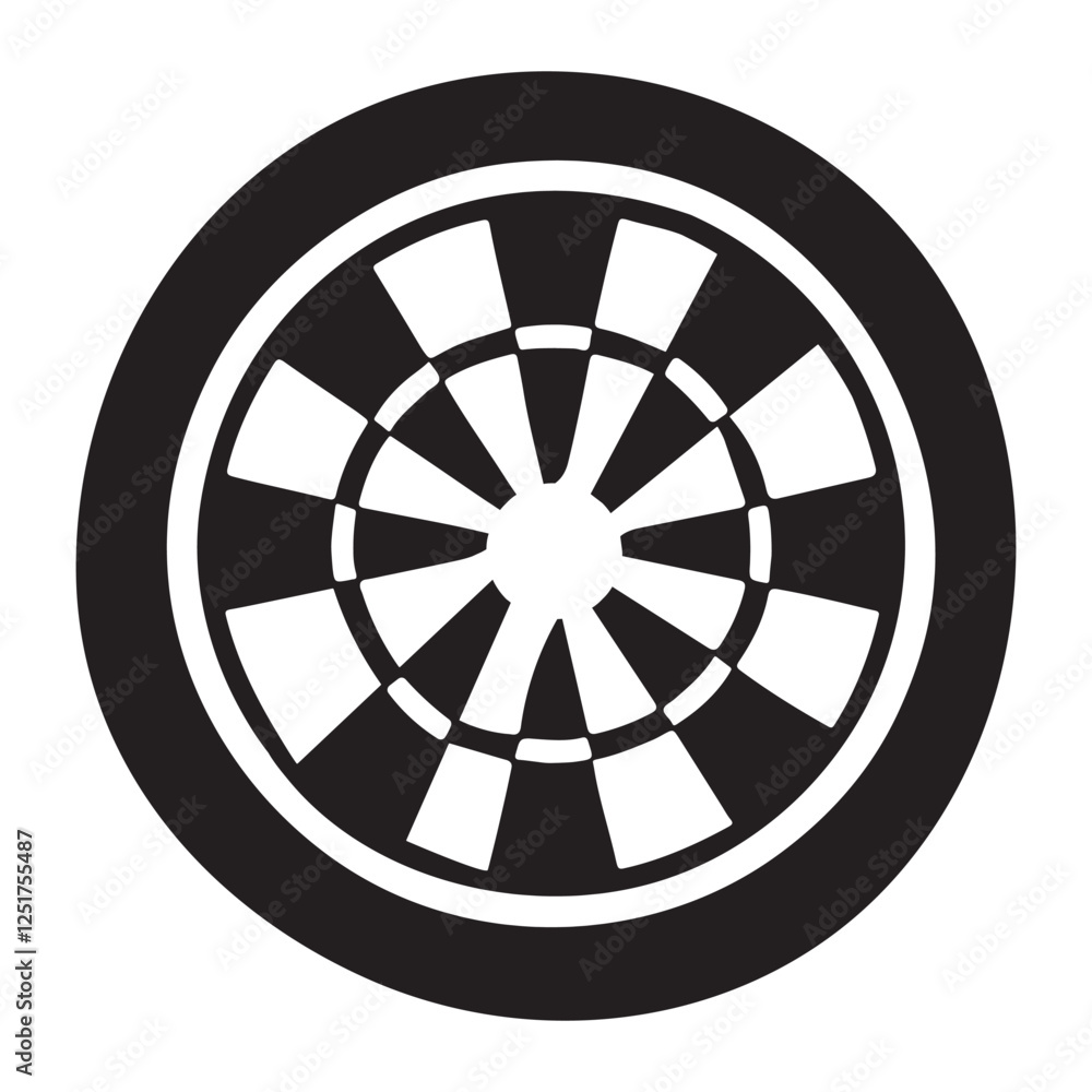Dartboard Silhouette Icon Vector Graphic for Games and Entertainment Dartboard Silhouette Icon Vector Graphic for Games and Entertainment