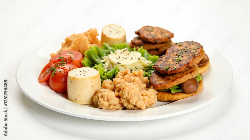 Delicious and Healthy Vegan Gourmet Meal Platter with Tofu, Hummus, and Grilled Vegetables Delicious and Healthy Vegan Gourmet Meal Platter with Tofu, Hummus, and Grilled Vegetables